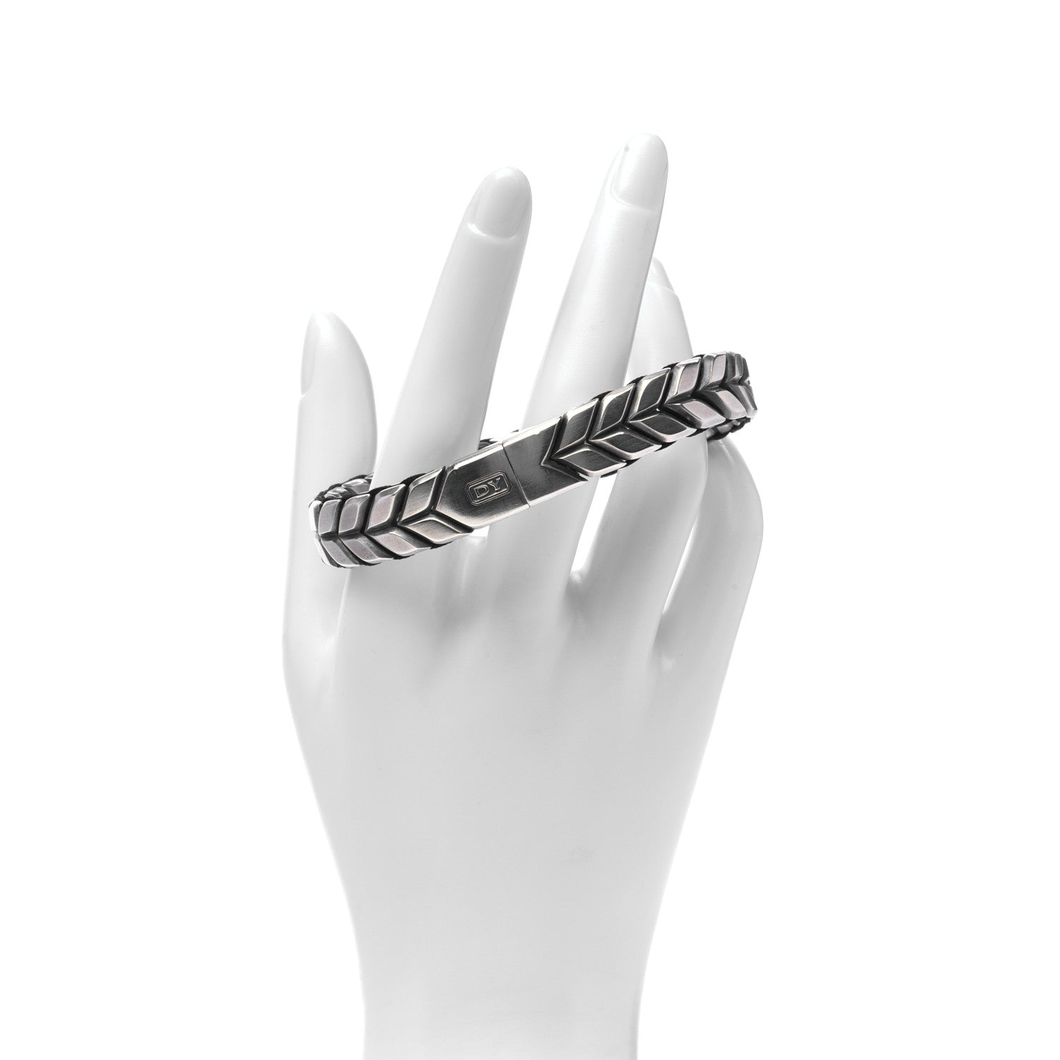 David Yurman Sterling Silver Titanium Chevron Bracelet 2 of 5