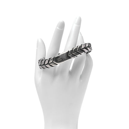 David Yurman Sterling Silver Titanium Chevron Bracelet 2 of 5
