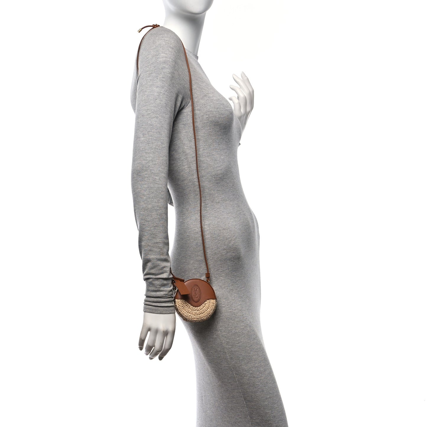 Raffia Round Camera Bag Beige Naturel