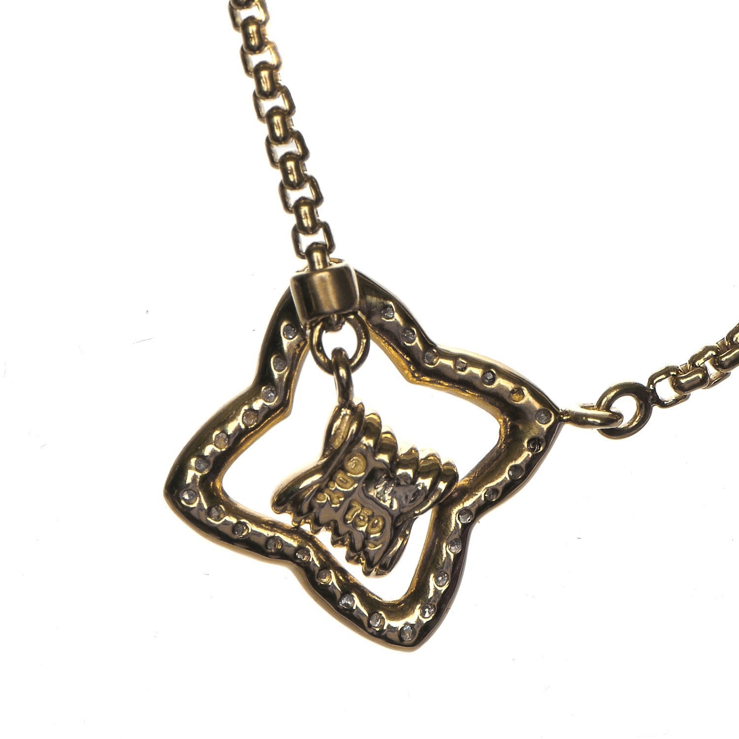 David Yurman 18K Yellow Gold Diamond Quatrefoil Lariat Necklace 6 of 6