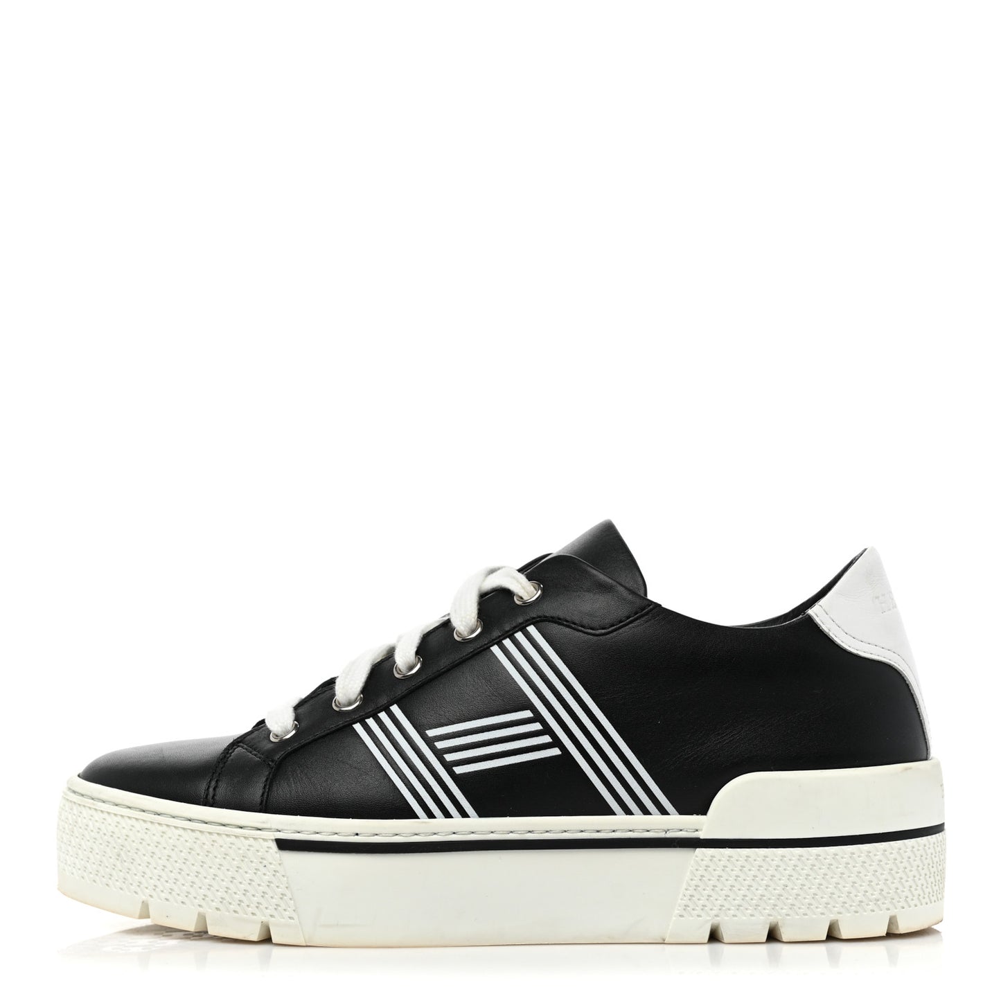 Calfskin Womens Dare Sneakers 38.5 Black White