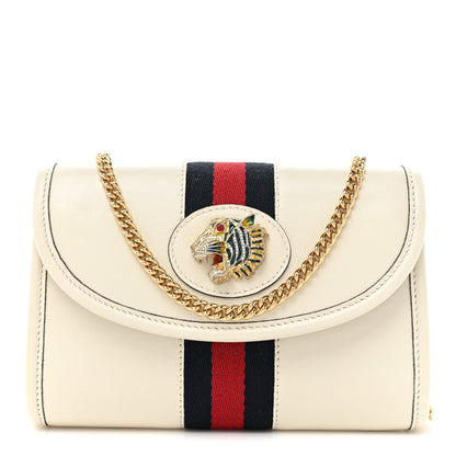 Gucci Textured Calfskin Web Mini Rajah Slim Flap Shoulder Bag Mystic White 1 of 11