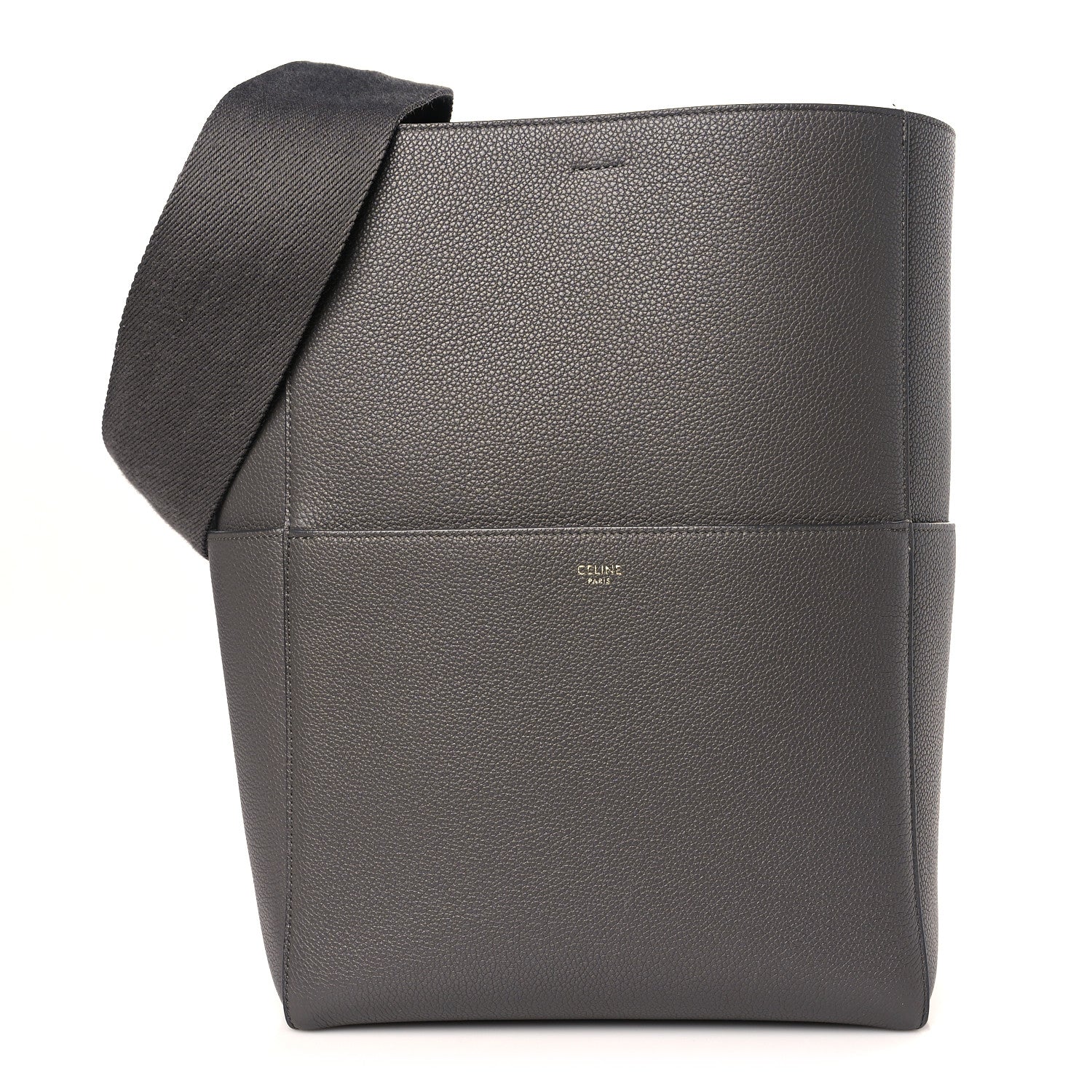 Celine Soft Grained Calfskin Sangle Bucket Bag Grey 1 of 9