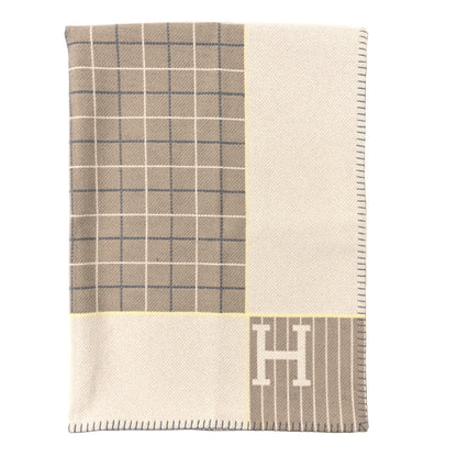 Hermes Wool Cashmere Avalon Cabriole Blanket Gris Perle 1 of 3