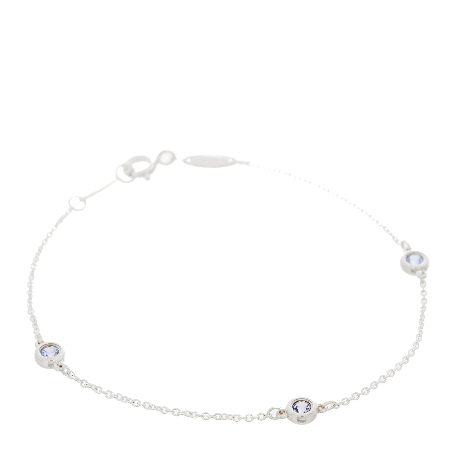 Sterling Silver Tanzanite Elsa Peretti Color By The Yard 3 Station Bracelet