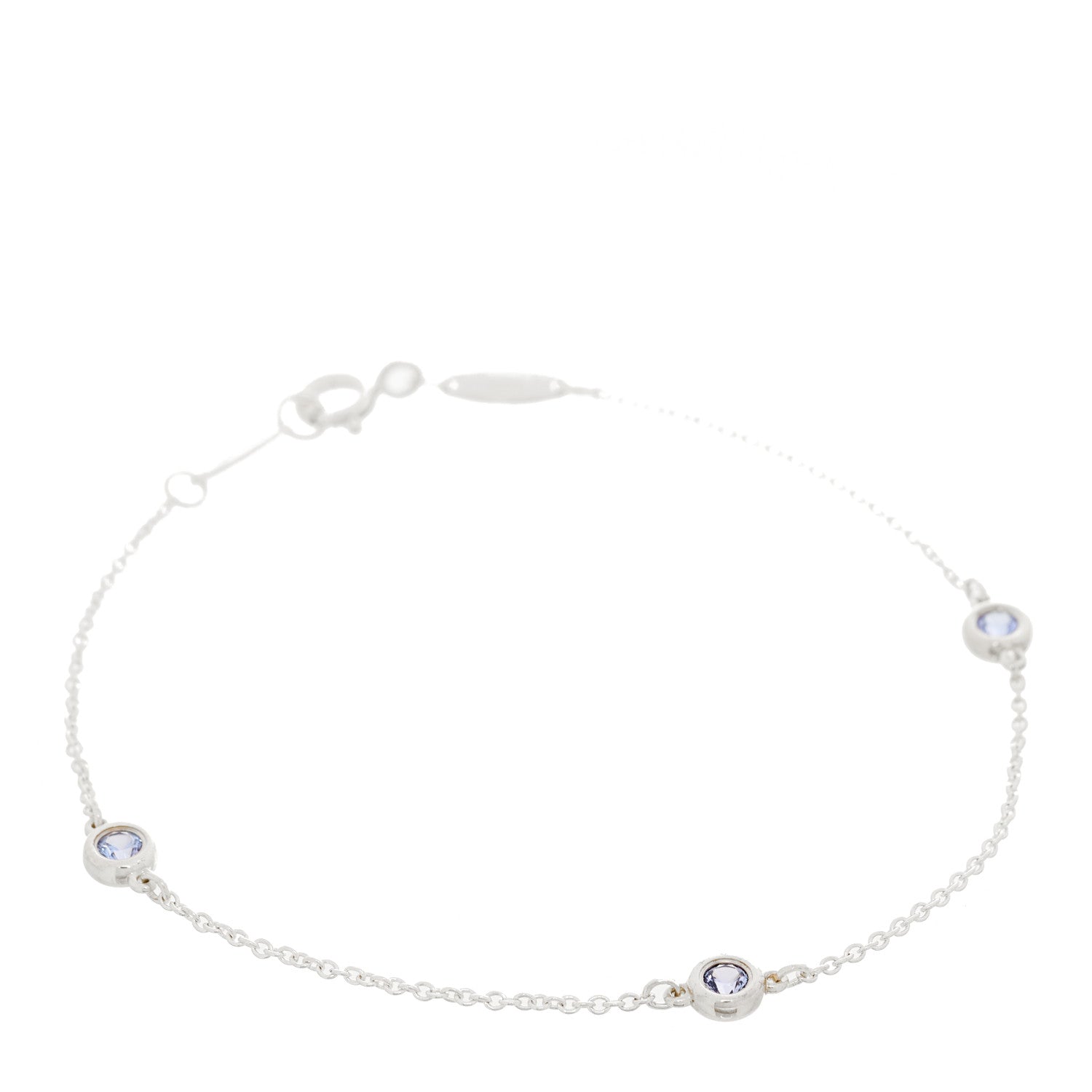 Tiffany Sterling Silver Tanzanite Elsa Peretti Color By The Yard 3 Station Bracelet 1 of 4