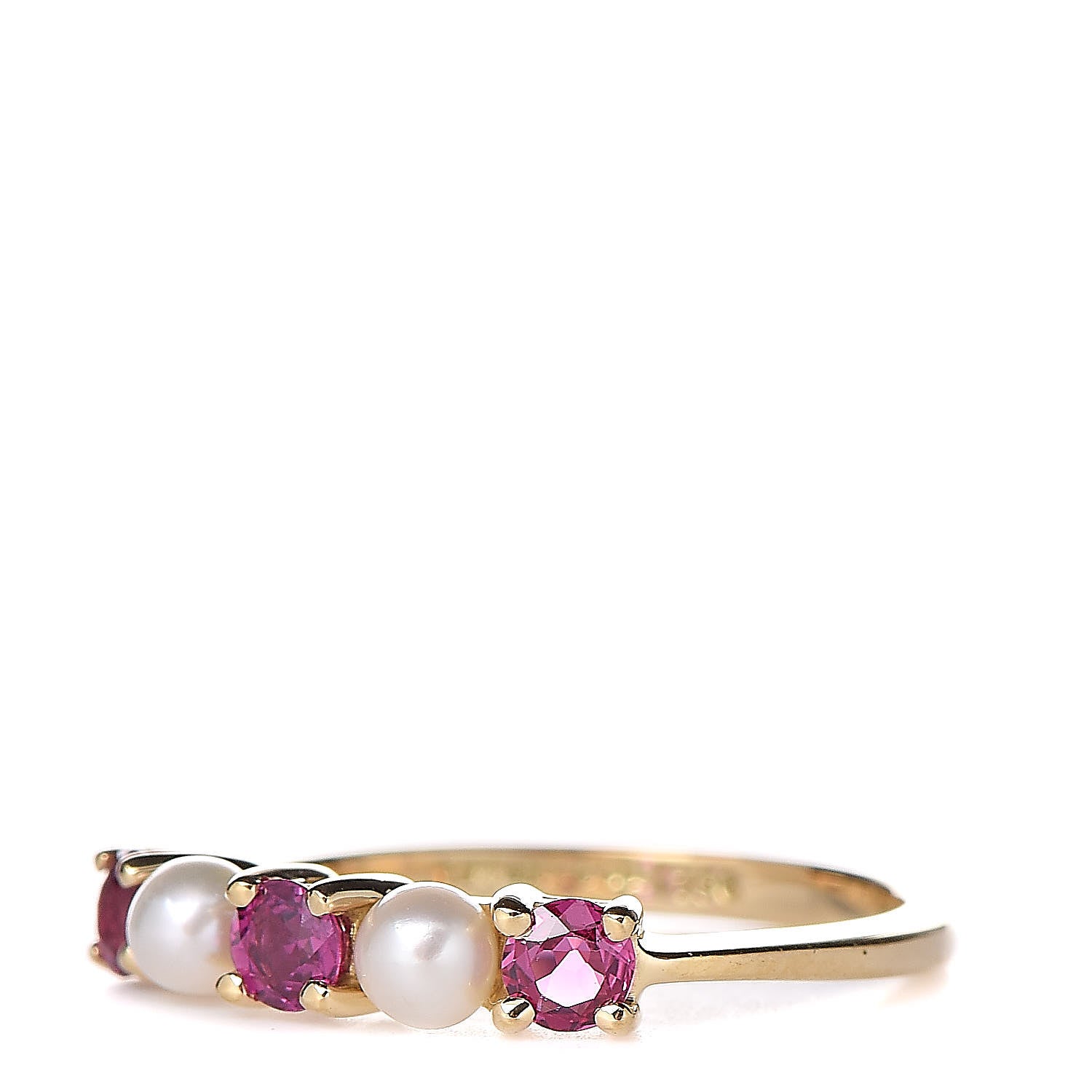 Tiffany 18K Yellow Gold Ruby Pearl Ring 46 3.75 3 of 5