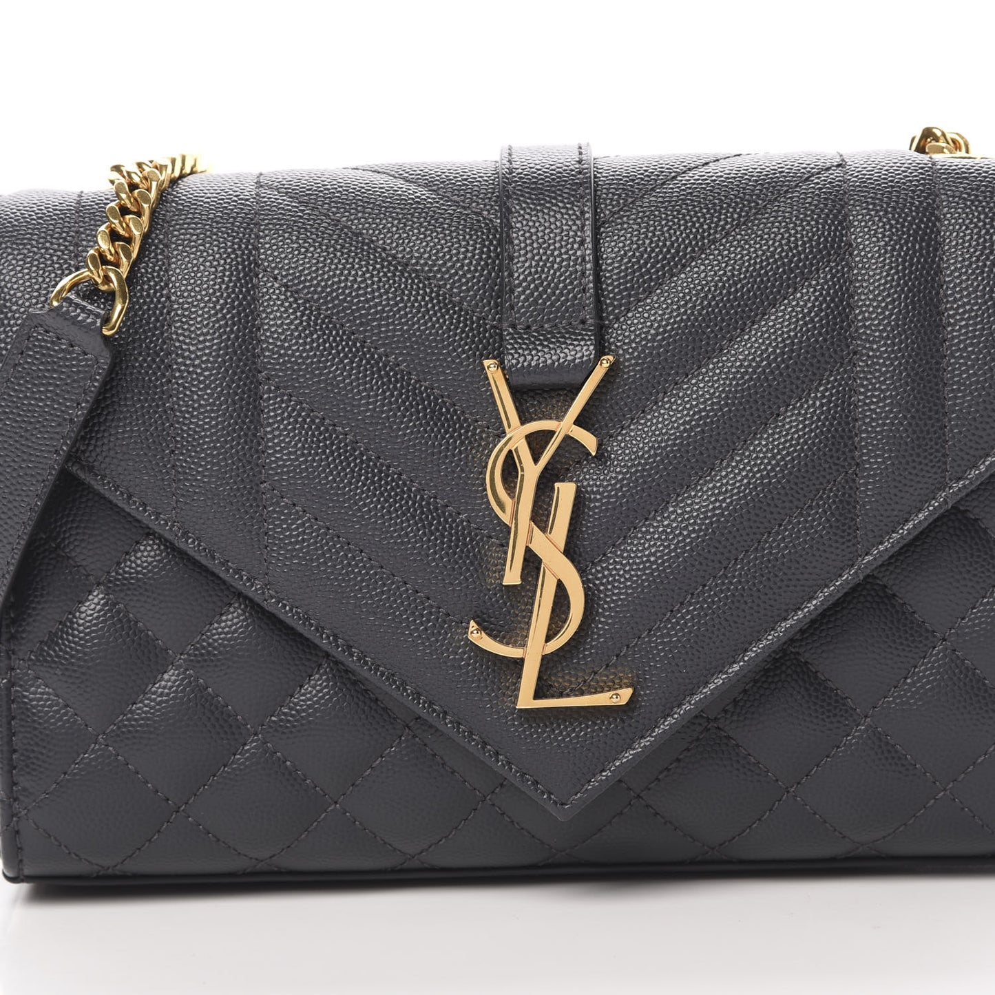 Grain De Poudre Textured Mixed Matelasse Triquilt Small Monogram Satchel Dark Smoke