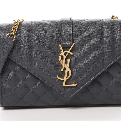 Saint Laurent Grain De Poudre Textured Mixed Matelasse Triquilt Small Monogram Satchel Dark Smoke 8 of 12