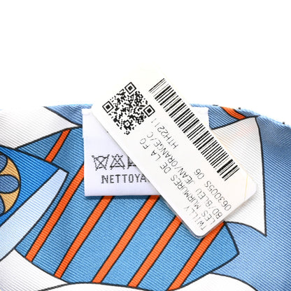 Hermes Silk Les Murmures de la Foret Twilly Bleu Jean Orange 4 of 4