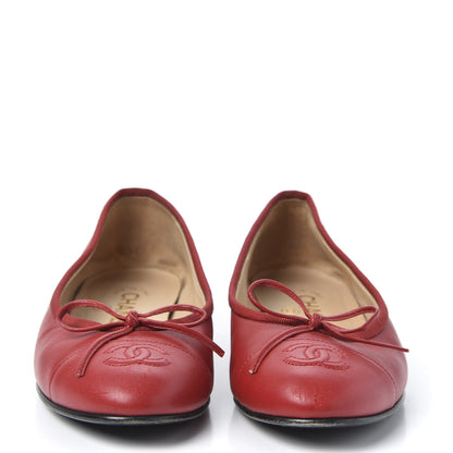 Chanel Lambskin Cap Toe Ballerina Flats 36 Red 2 of 12