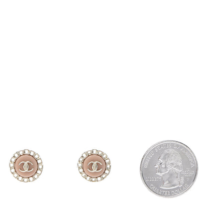 Chanel Resin Chain CC Round Earrings Gold Pink 2 of 5