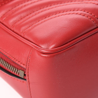 Gucci Calfskin Matelasse Sylvie Web Small GG Marmont Top Handle Shoulder Bag Hibiscus Red 9 of 14