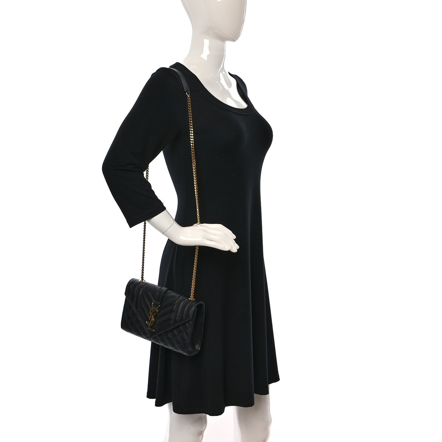 Saint Laurent Grain De Poudre Textured Mixed Matelasse Triquilt Small Monogram Satchel Black 2 of 9