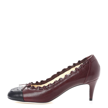 Chanel Calfskin CC Cap Toe Pumps 38.5 Bordeaux Marine Fonce 1 of 9