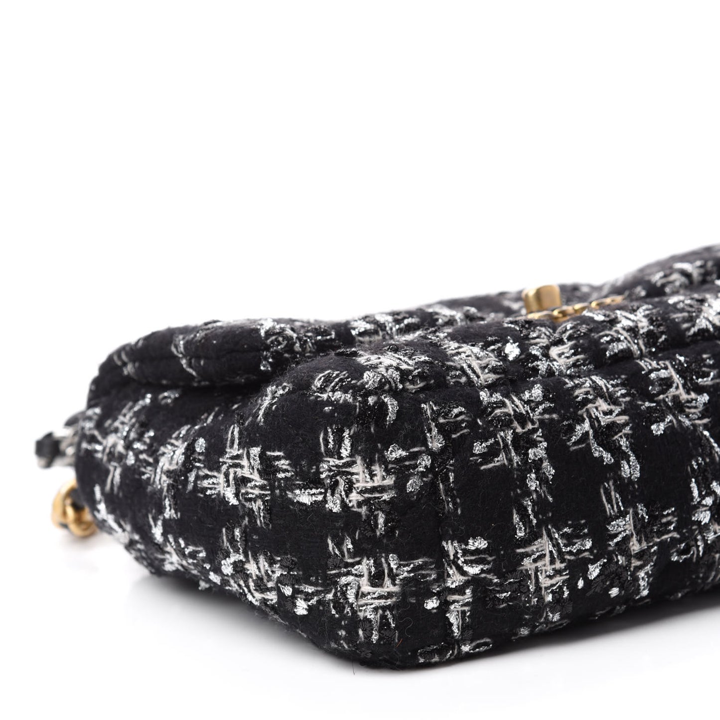 Tweed Quilted Medium Chanel 19 Flap Black Silver Ecru