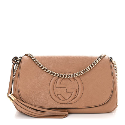 Gucci Pebbled Calfskin Medium Soho Flap Crossbody Camelia 1 of 12