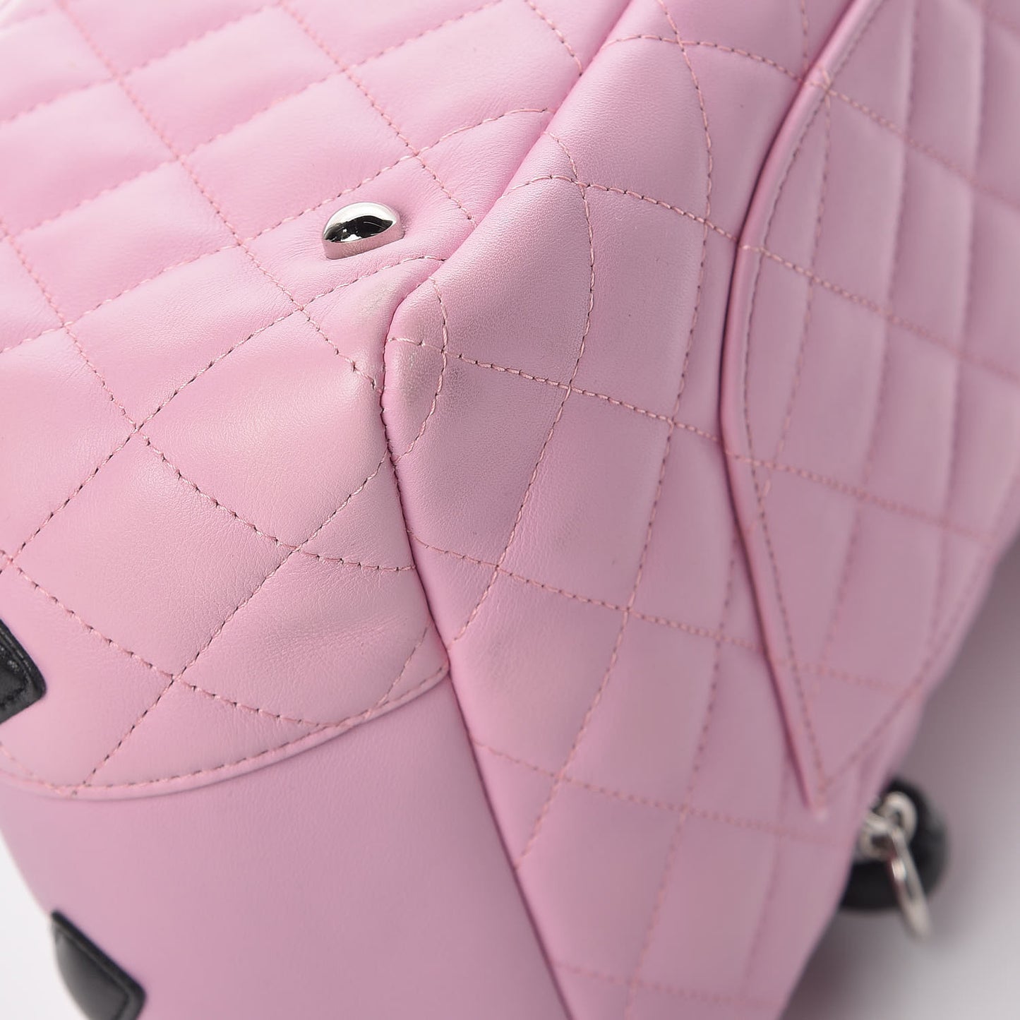 Calfskin Quilted Large Cambon Bowler Pink Black