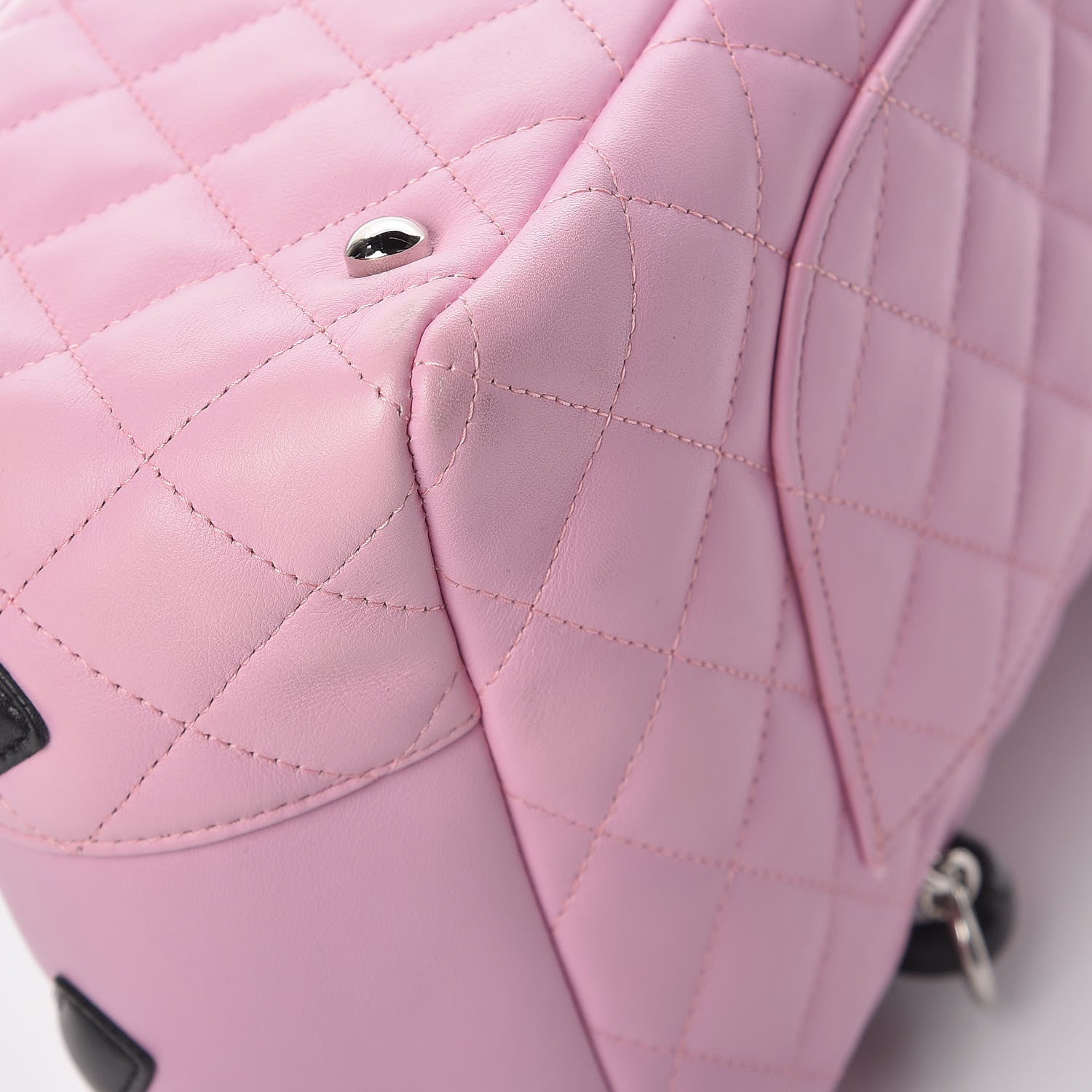 Chanel Calfskin Quilted Large Cambon Bowler Pink Black 12 of 14