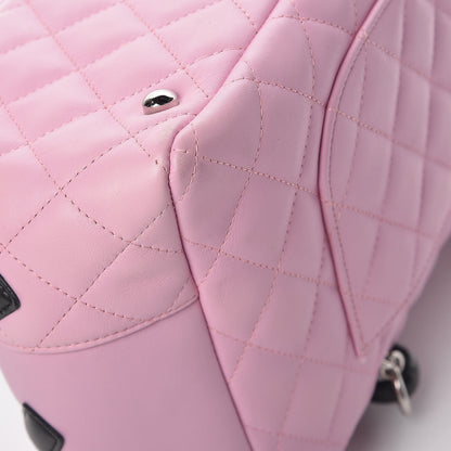 Chanel Calfskin Quilted Large Cambon Bowler Pink Black 12 of 14