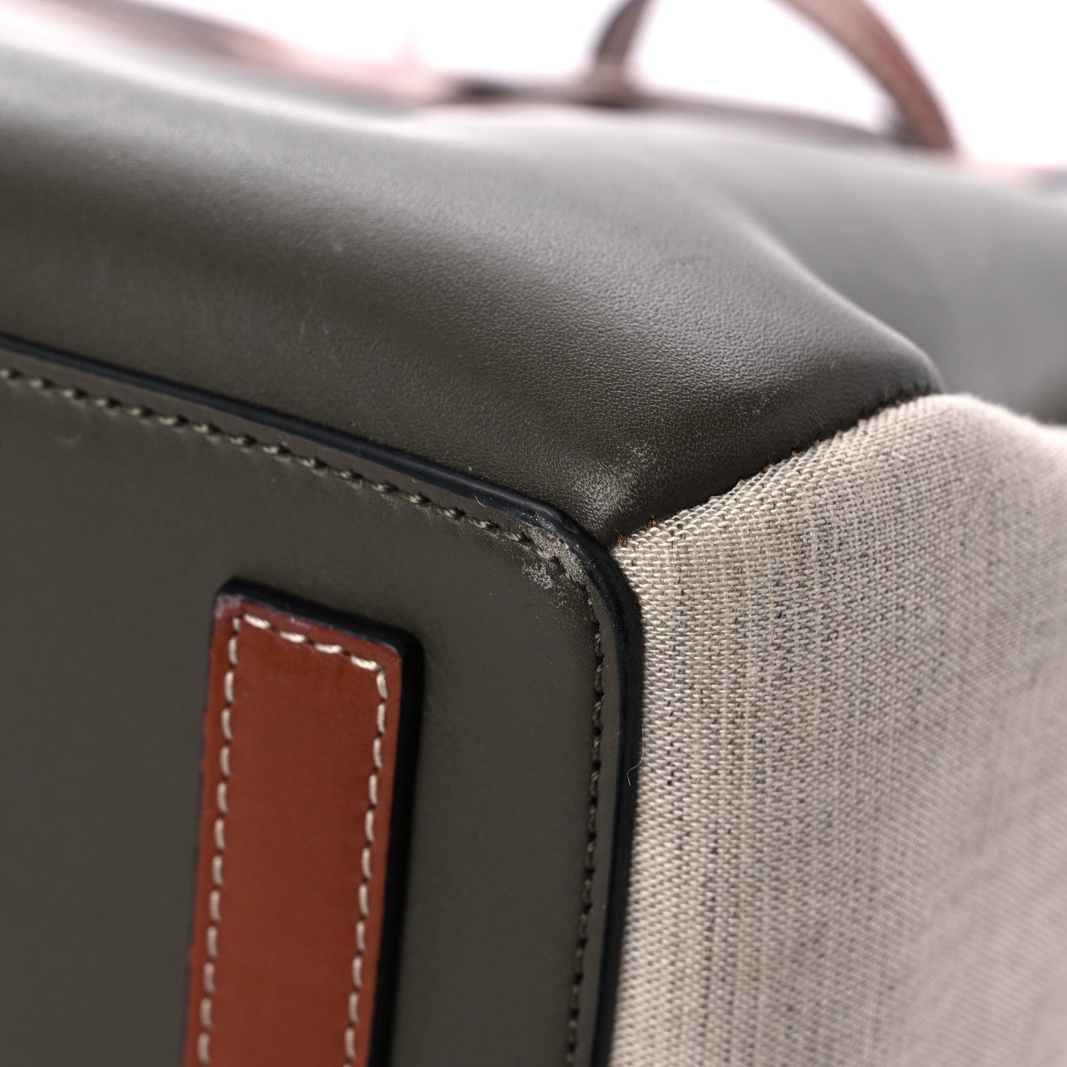 Loewe Calfskin Linen Lazo Tote Khaki Green 9 of 20