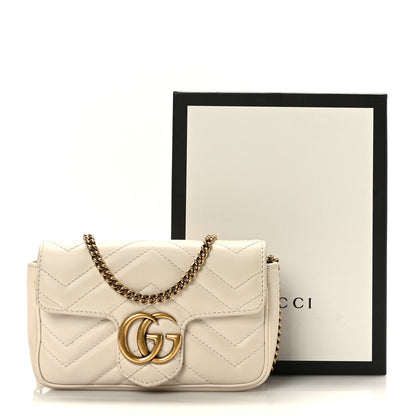 Gucci Calfskin Matelasse Super Mini GG Marmont Shoulder Bag White 10 of 10