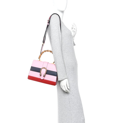 Gucci Moon Calfskin Web Medium Dionysus Bamboo Top Handle Bag Sugar Pink Blue Agata Hibiscus Red 2 of 10