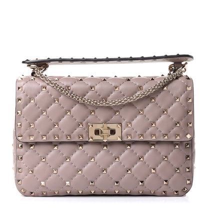 Valentino Garavani Lambskin Medium Rockstud Spike Shoulder Bag Poudre 1 of 11
