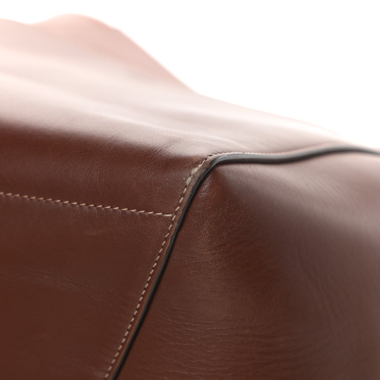 Natural Calfskin Sangle Bucket Bag Dark Brown