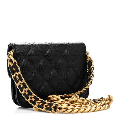 Chanel Shiny Caviar Quilted Chain Melody Card Holder On Chain Black 3 of 12