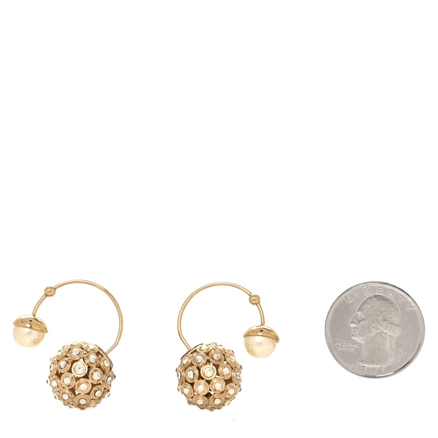 Christian Dior Pearl Crystal Mise En Dior Tribales Earrings Gold White 2 of 4
