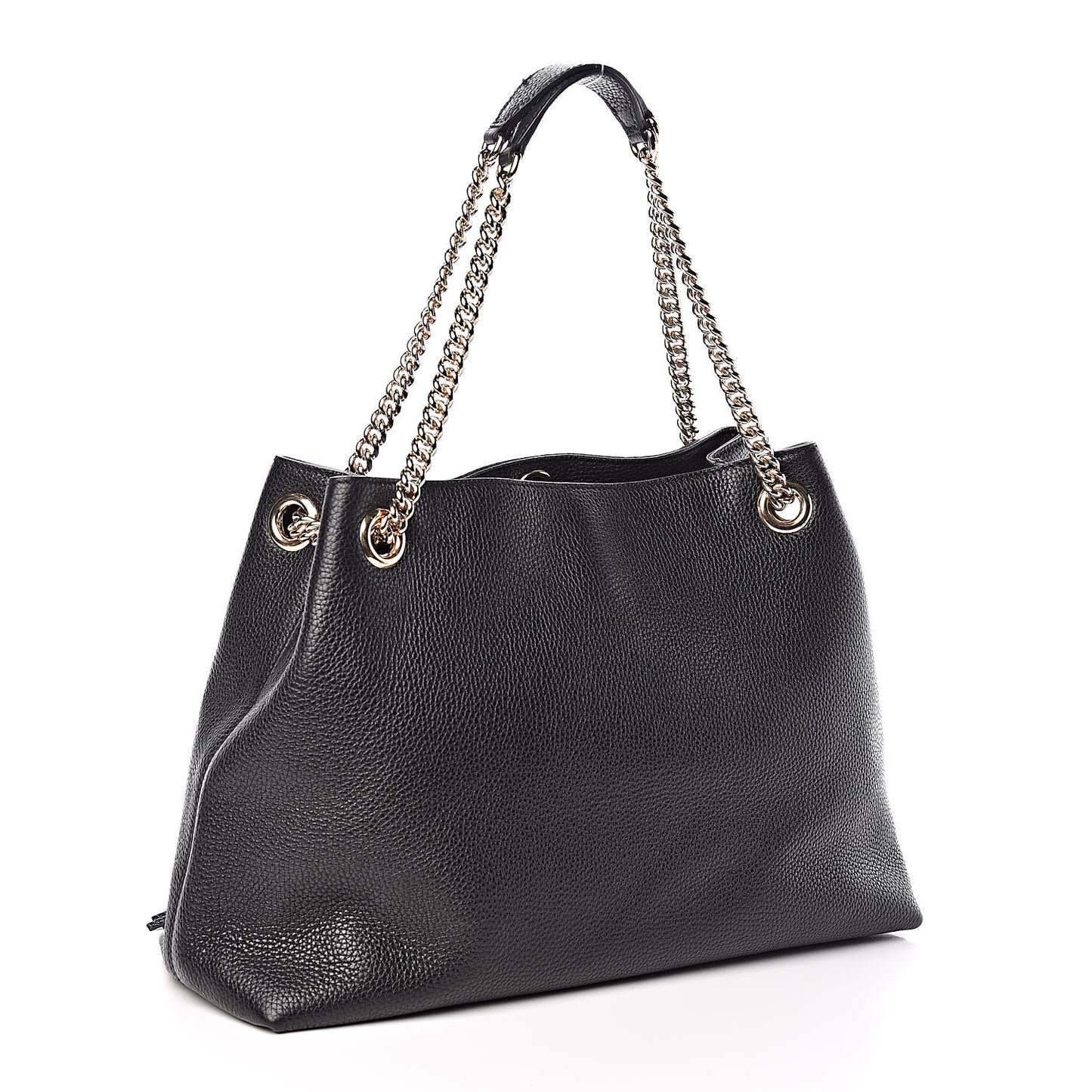 Pebbled Calfskin Medium Soho Chain Shoulder Bag Black