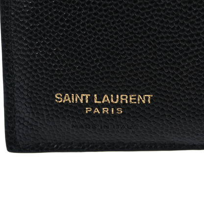 Saint Laurent Grain De Poudre Matelasse Chevron Monogram Zipped Card Case Black 6 of 6