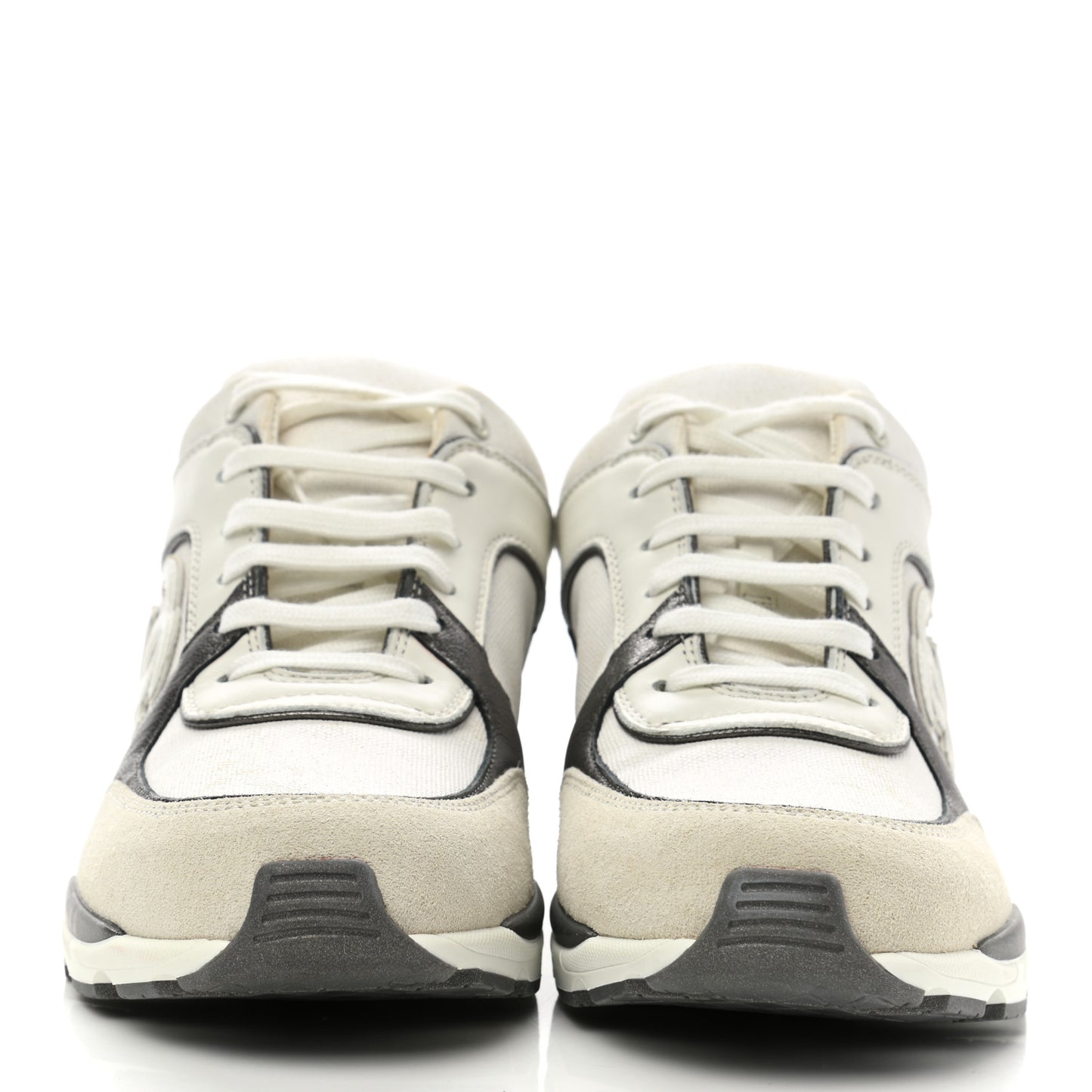 Suede Calfskin CC Sneakers 37 White Grey