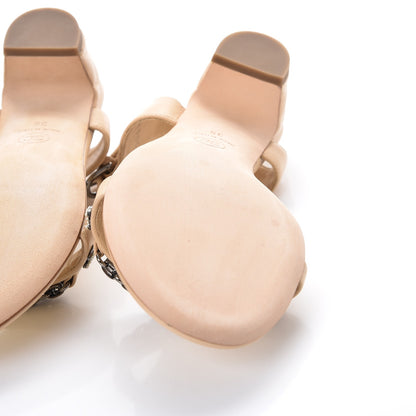Chanel Lambskin CC Pearl Chain Sandals 35 Beige 10 of 11