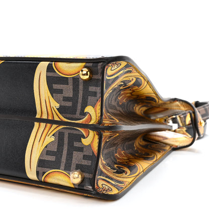 Fendi X VERSACE Vitello Seta Nappa Fendace FF Baroque Medium Peekaboo I SEE U Satchel Tobacco Black Gold 11 of 11