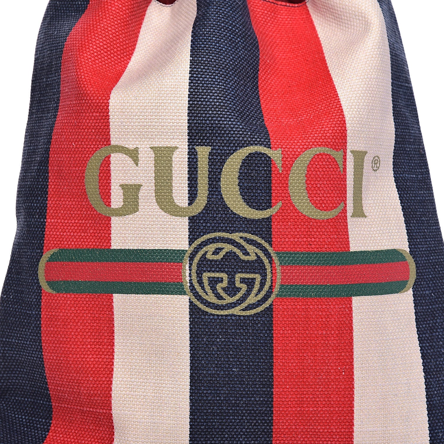 Gucci Canvas Logo Sylvie Stripe Drawstring Backpack Red 10 of 10