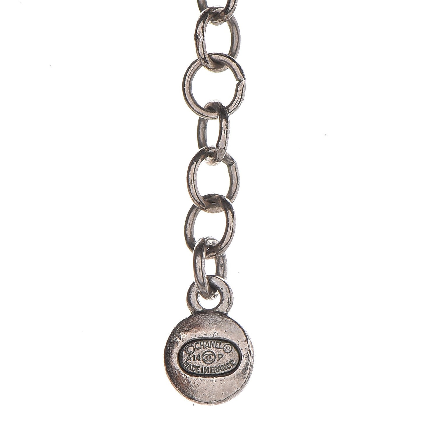 Pearl Beaded CC Long Necklace Black