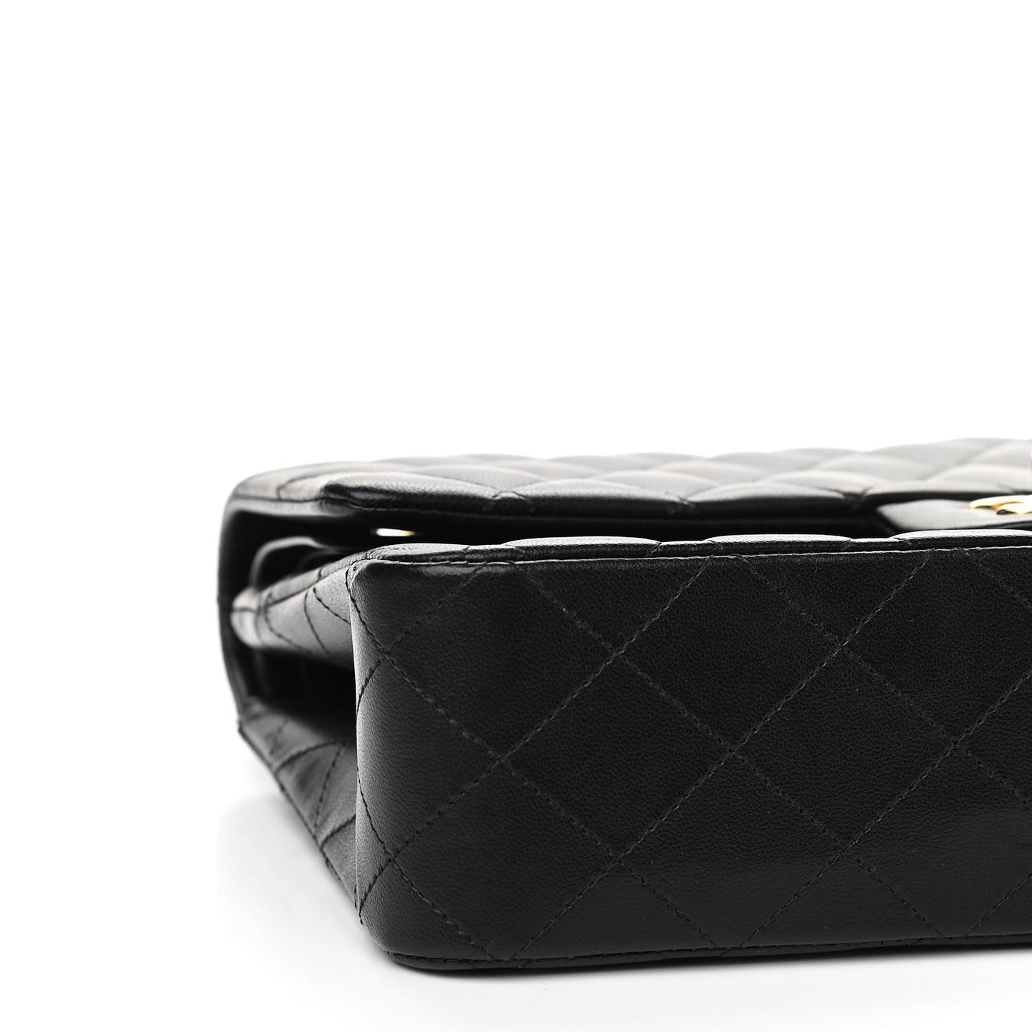 Lambskin Quilted Medium Double Flap Black