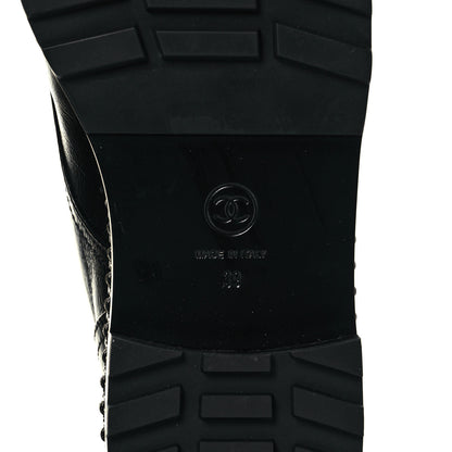 Chanel Crackled Calfskin Velvet Pearl Combat Short Boots 39 Black 6 of 6