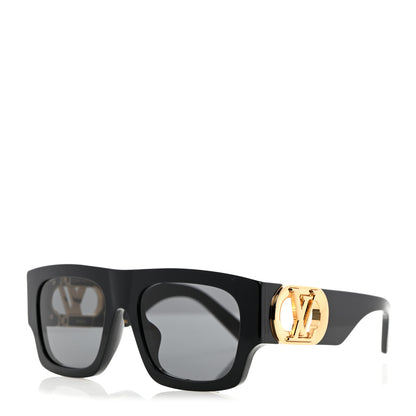 Louis Vuitton Acetate LV Link Square Sunglasses Z1478E Black 1 of 7