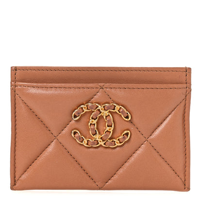 Chanel Lambskin Quilted Chanel 19 Card Holder Brown 1 of 10