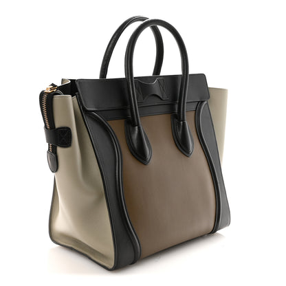 Celine Satin Calfskin Mini Tri-Color Luggage Dark Grey 3 of 9