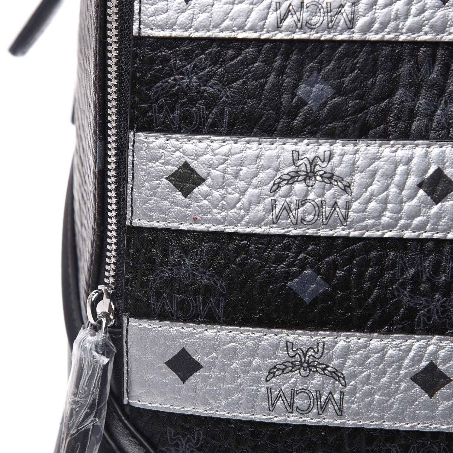 MCM Metallic Visetos Spot MD Backpack Silver Black 10 of 13