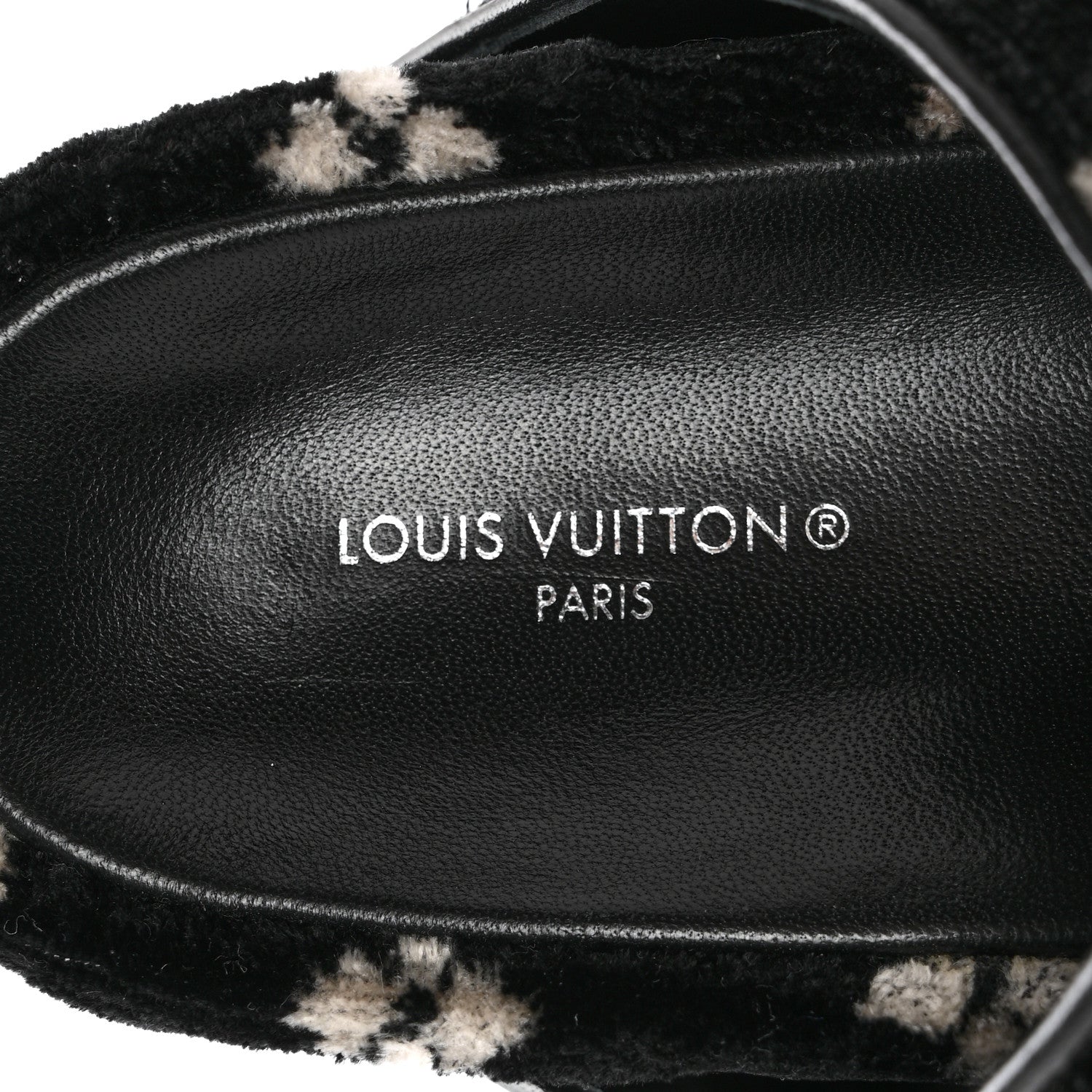 Louis Vuitton Velvet Monogram Jumbo Flatform Mule Sandals 36.5 Black White 7 of 11