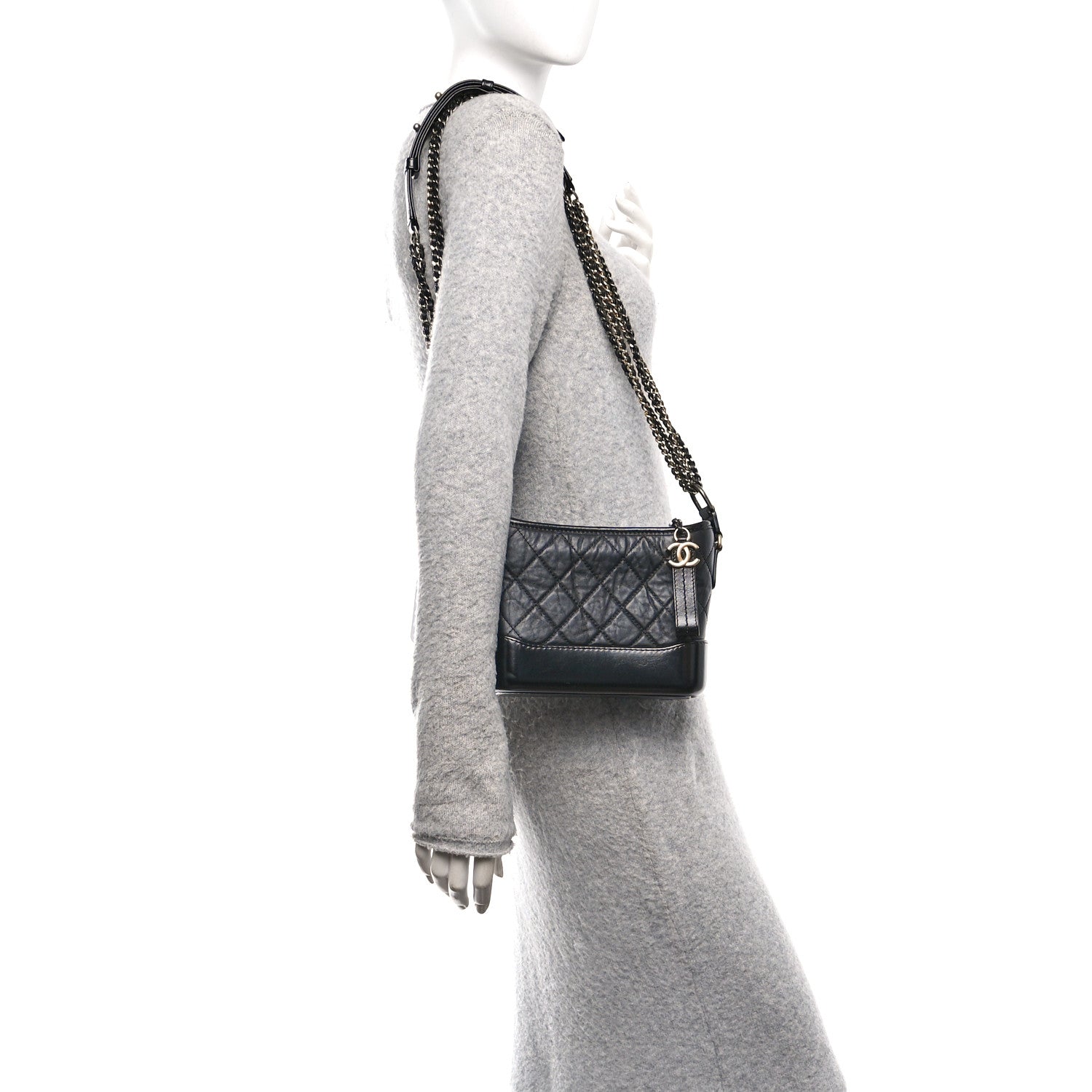 Chanel Aged Calfskin Quilted Small Gabrielle Hobo Black 2 of 14