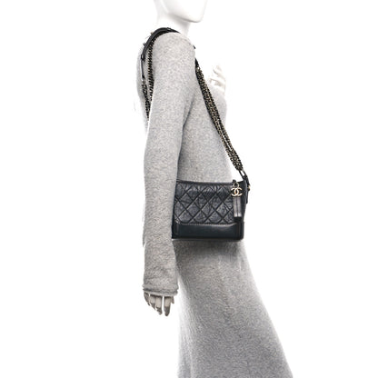 Chanel Aged Calfskin Quilted Small Gabrielle Hobo Black 2 of 14