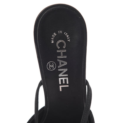 Chanel Suede Patent Calfskin Cap Toe Pearl Ankle Strap Pump 38 Black 7 of 11