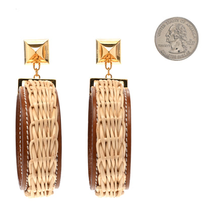 Hermes Wicker Swift Medor Picnic Earrings GM Gold 2 of 6