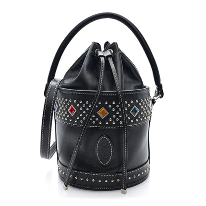 Saint Laurent Smooth Calfskin Studded Small Bahia Drawstring Bucket Bag Black Multicolor 1 of 9